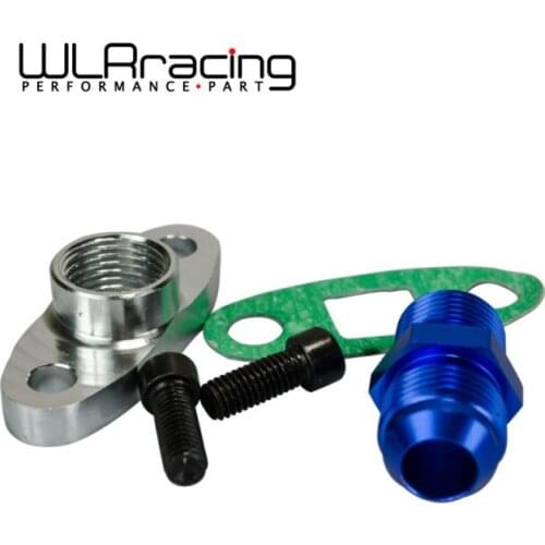 WLR RACING - 1/2 NPT Female Aluminum Oil Drain Turbo Flange T3 T4 T04 GT40 GT55 + NPT 1/2 TO10AN Flare Fitting