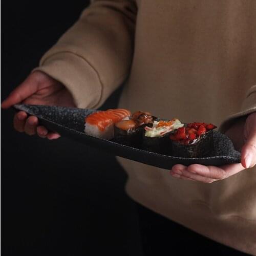 Japanese creative bamboo leaf plate restaurant sushi snack plate sashimi dessert plate cake dessert plate