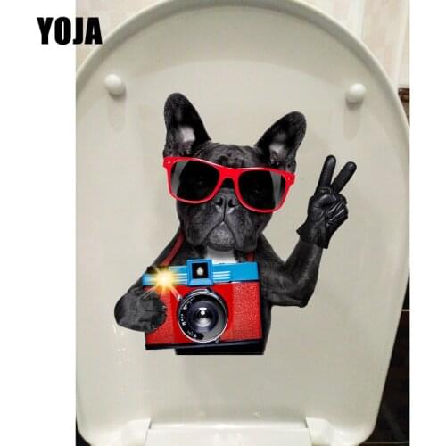 YOJA 19.9*21.5CM Cartoon Photo Dog Room Wall Decals Toilet Sticker Home Decoration T1-0301