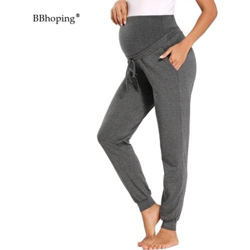 Womens Maternity Lightweight Joggers Pants with Pockets Drawstring Workout Running Pants with Elastic Waist Loose Sweatpant