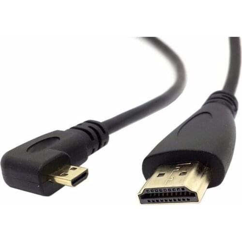 0.5 Meters Plug & Play Durable Right Angled 90D Micro HDMI-compatible to HDMI-compatible Male HDTV Cable for Cell Phone & Tablet