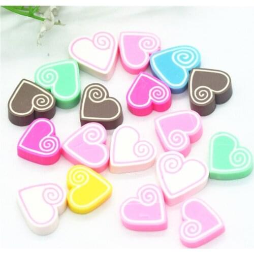 15mmX4mm 10PCS Mixed Color Polymer Clay Scrapbooking Embellishments Heart|Heart Polymer Clay Cane|Clay DIY Crafting Supplies