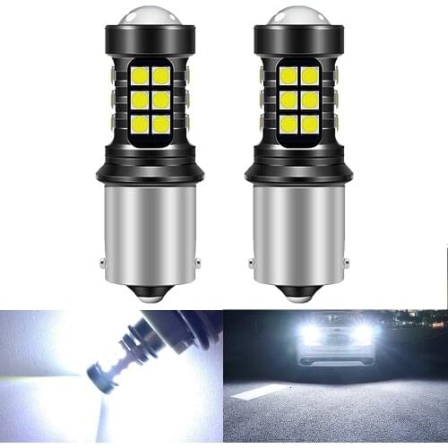 2PCS P21W BA15S White 2400Lm Car LED Bulb Canbus Turn Signal 1156 3030 6000K T20 W16W T15 W21W 7440 T20 Auto Bcakup Reverse Lamp