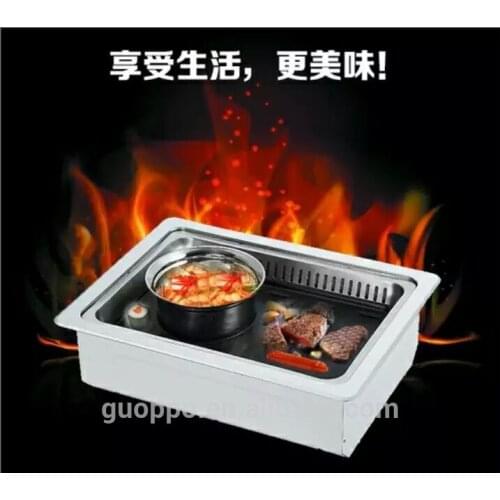 2 in 1 BBQ korean electric pan grill, steam hot pot teppanyaki bbq grill for indoor barbecue