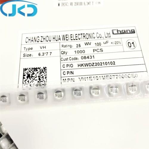20pcs New 100uF 25V 6.3x7.7mm Super Low ESR 25V100uF High Quality SMD Aluminum Electrolytic Capacitor