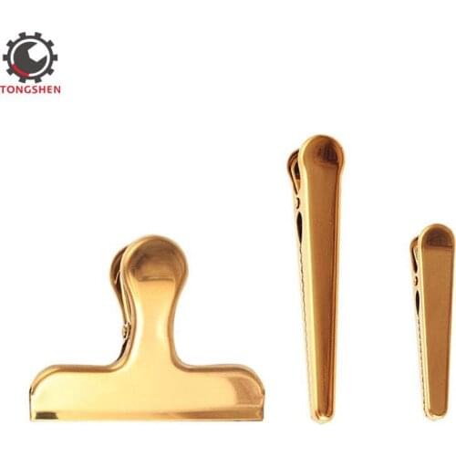 3Pcs Large size Gold Stainless Steel Chip Bag Clips Jaw Sealing Clips Bag Clips Food Sealing Clamp Clip for Coffee Food Bags