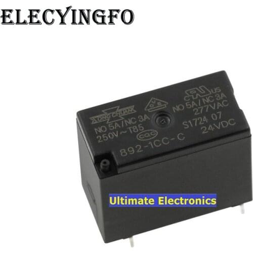 5pcs 892-1CC-C 24vdc 5a 5 feet instead of HF33F-024-ZS3 a group of normally open relay