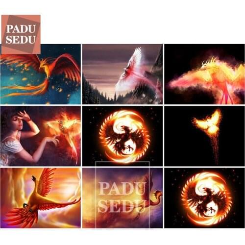 5d Diy Diamond Mosaic Phoenix Bird Painting Full Square Picture Of Rhinestones Diamond Embroidery Icons Cartoon Cross Stitch Kit