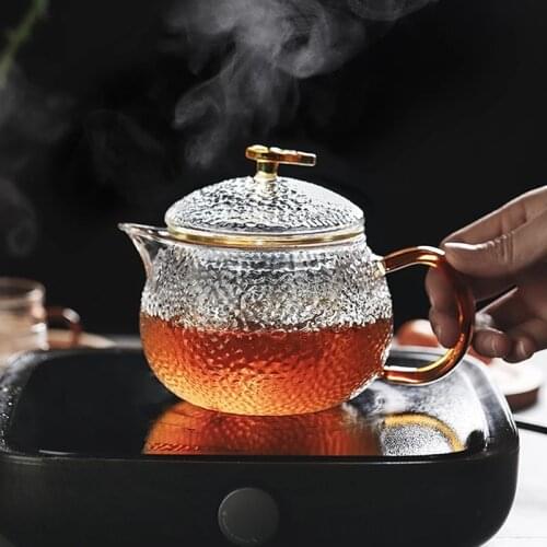 HomeTea Cup Drinking Set Hammer Pattern Glass Teapot Kung Fu Teapot HomeTea Filter Flower Teapot Tea Set