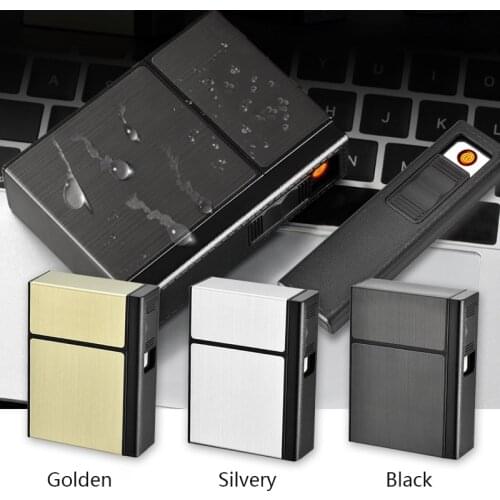 Hold 20 Cigarettes Aluminum Cigarette Case Cover Man Smoking Cigarette Box Sleeve Pocket Cigarettes Pack Cover Gift (Only Box)