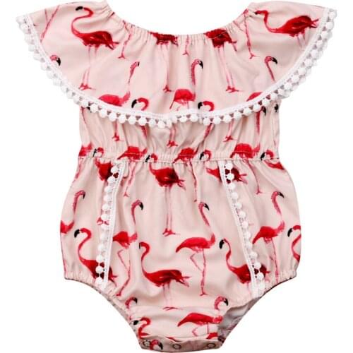 Emmababy Flamingo Newborn Baby Girl Romper Bodysuit Jumpsuit Outfit Summer Casual Clothes
