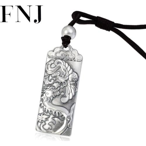 FNJ Animal Dragon Pendant 999 Silver Original Pure S999 Thai Silver Pendants for Jewelry Making Men Women Good Luck