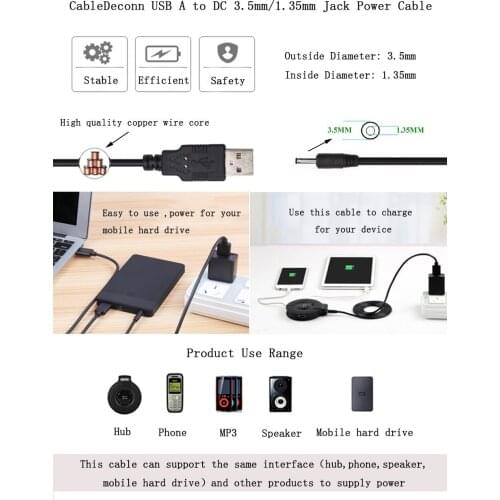 3pcs/lot Functional USB to DC 3.5-1.35 4.0-1.7 5.5 mm-2.1 mm 5 Volt DC Barrel Jack Power Cable