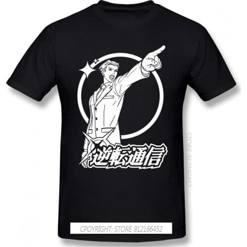 High Quality Men Clothes O-Neck 100% Cotton Cool Graphic T-Shirts Phoenix Wright Ace Attorney Miles Fey Games Sleeve Short