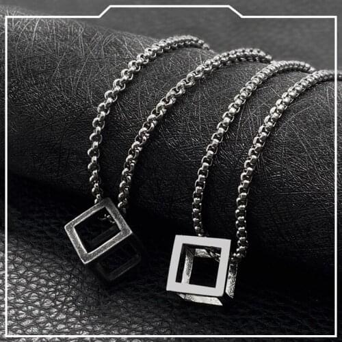 Geometric necklace pendant mens stainless steel fashion pendant necklace steel chain necklace jewelry gifts for male accessories