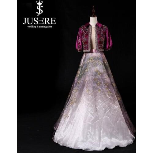 JUSERE 2019 High End Long Evening Dress In 2 Piece Lace Appliques Beaded Floor Length Formal Party Gowns Robe De Soiree