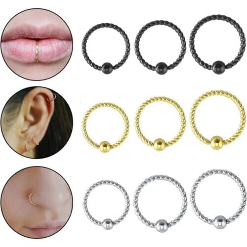 Titanium Bead Nose Piercing Body Jewelry Part Nose Hoop Nostril Nose Ring Tiny Flower Helix Cartilage Tragus Ring