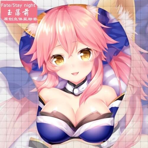 Anime Fate/Grand Order Tamamo no Mae Soft Chest 3D Mouse Pad Gaming Mouse Mat Wrist Rest Non-slip Desk Playmat Otaku Cosplay
