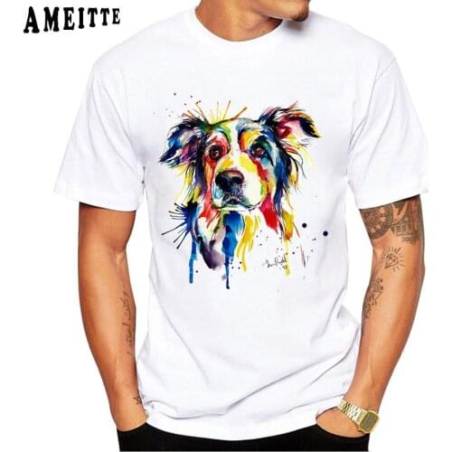 Colorful Standard Schnauzer Watercolor Print T-Shirt Fashion Men T Shirts Funny Cool Boy Casual Tops Hipster Man White Tee shirt