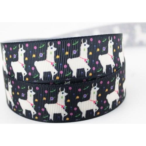 Cute Alpaca printed grosgrain ribbon DIY hairbows ribbon handmade materials 9mm 16mm 22mm 25mm 38mm 57mm 75mm