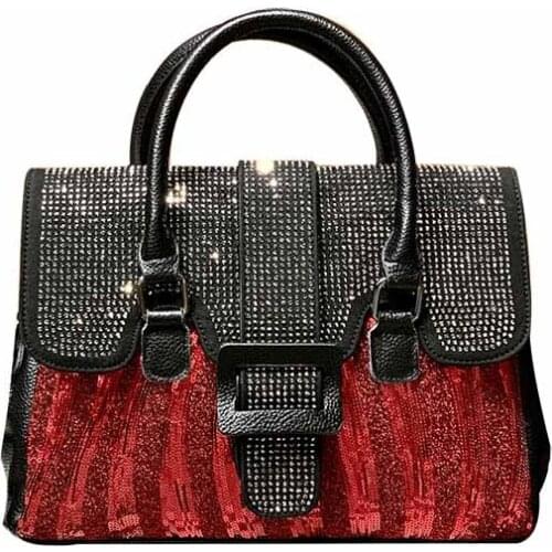 Fashion Leather Women Diamond Tote Bag Shoulder Crossbody Handbags Solid Big Handbag Large Capacity Top-handle Bags Purse