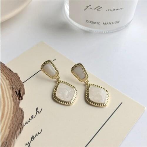 Fashion temperament contracted retro earring acetate cream-colored geometric earrings