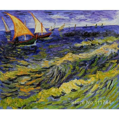Seascape at Saintes Maries de Vincent Van Gogh famous paintings oil canvas reproduction High quality Hand painted