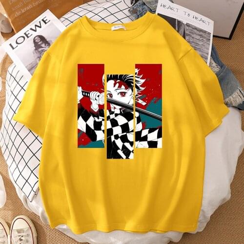 Kimetsu no Yaiba Printing Mens T Shirt Cool High Quality Tshirt Creativity S-Xxxl T-Shirts Vogue Oversize Mens Short Sleeve