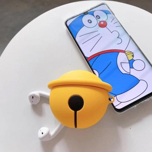 New Cartoon Doraemon Keychain Silicone Earphone Case for Apple Airpods 2 Case cute Bluetooth Protective Cover Keyring with hook