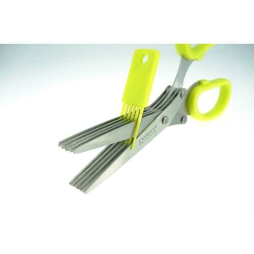 Herb Scissors Stainless Steel - Multipurpose Kitchen Shear with 5 Blades and Cover with Cleaning Comb