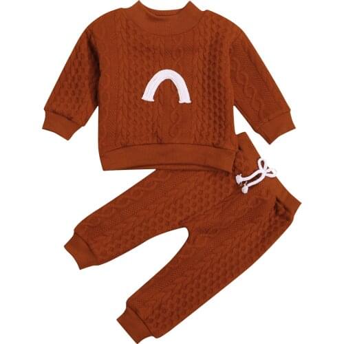 Ma&Baby 0-3Y Newborn Infant Baby Girls Boys Clothes Set Rainbow Sweatshirt Tops Pants Casual Autumn Spring Clothing Outfits DD40