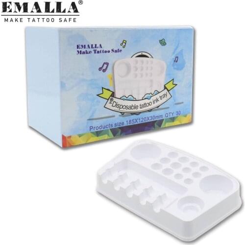 EMALLA 30Pcs/Box Disposable Tattoo Palette Disposable Tattoo Ink Tray Ink Holder Art Design Tattoo accesories Free Shipping