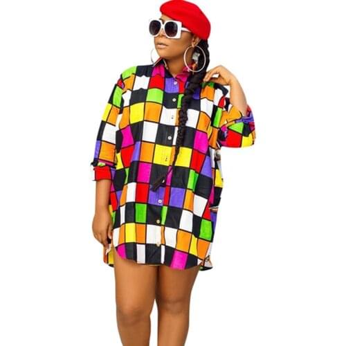 Autumn Colorful Plaid Printed Long Sleeve Blouse Women Turn-Down Collar Button Up Long Shirt Tops Ladies Blouse Blusas Femininas