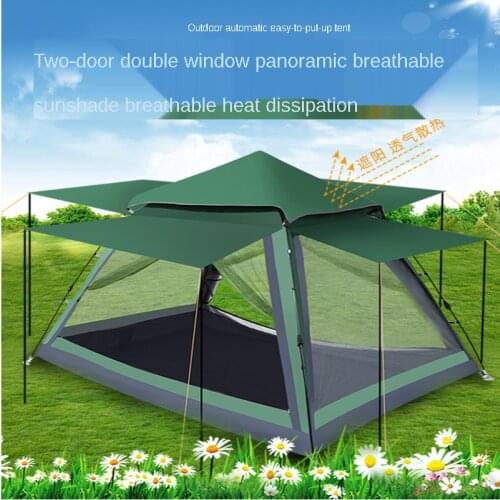 Camping tent outdoor square top speed lazy double-deck camping sun beach rain-proof automatic tent