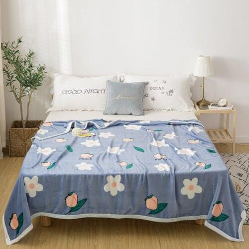 Peach High quality Thicken plush bedspread blanket 200x230cm High Density Super Soft Flannel Blanket for the sofa/Bed/Car