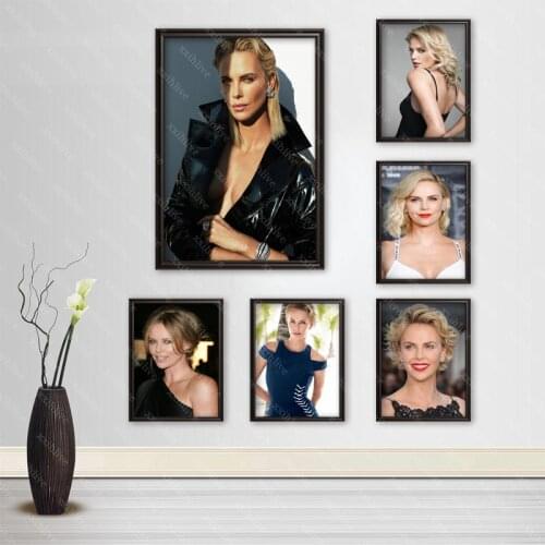 Custom Actor Model Beautiful Charlize Theron Posters Art Silk Canvas Poster Bar Room Decoration Painting Home Decor 40x60cm