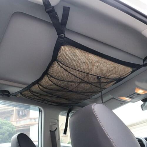 Portable Car Ceiling Storage Net Pocket Roof Interior Cargo Net Bag Car Trunk Storage Pouch Sundries Storage Organizer