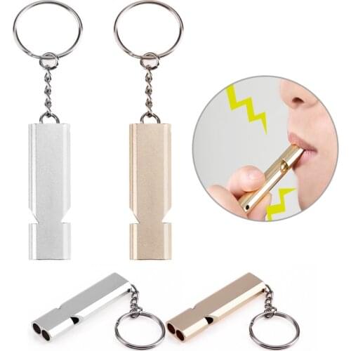 Mini Portable 150db Double Pipe High Decibel Outdoor Camping Hiking Survival Whistle Multi-Tools Emergency Whistle Keychain