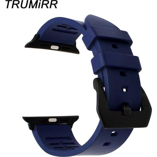Fluoro Rubber Watchband for iWatch Apple Watch SE 38mm 40mm 42mm 44mm Series 6 5 4 3 2 1 Wrist Band Sports Strap Resin Bracelet