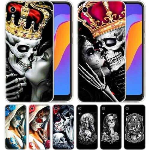 Luxury Silicone Case Dead kiss Sugar skull for Huawei Honor 9X 8A 7A 20 Pro 7X 8X 7S 8S 8 9 10 Lite View 20 20i 10i Play Fashion