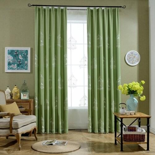 Embroidery Green Velvet Linen Curtains for Bedroom Yarn Fresh Garden Cotton Curtains for Living Room and bedroom