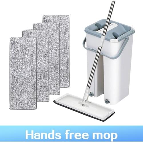 Cleaning Mops Home Floor Mop Microfiber Wet Mop with Bucket Cloth Flat Squeeze Spray Bathroom Kitchen Clean Free Hand Spin