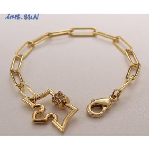 MHS.SUN 1PC Chunky Bracelet With Zircon Butterfly/Geometry Unique Design Women/Men Link Chain Bangles For Party Jewelry Gift