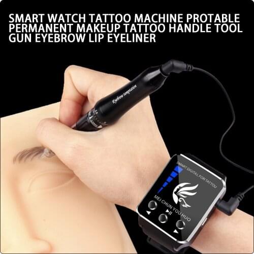 Smart Watch Tattoo Machine Protable Permanent Makeup Tattoo Handle Tool Gun Eyebrow Lip Eyeliner Micro 0.18mm 0.25 1RL Needle
