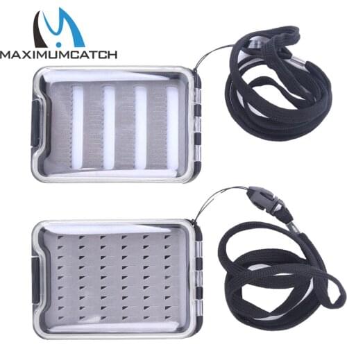 Maximumcatch NDS Plastic Double Side Waterproof Fly Fishing Box Easy-Grip & Slit Foam Insert Clear Lid Fly Box