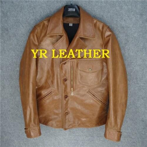 YR!Free shipping.Wholesales.Brand mens US classic biker genuine leather jacket.thick cowhide slim coat.quality vintage