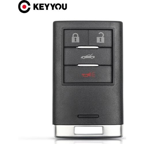 KEYYOU Replacement 4 Buttons Smart Remote Key Shell For Cadillac CTS XTS DTS SRX 2008-2013