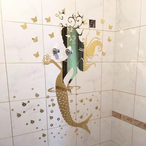 New style Mermaid princess Mirror wall stickers Bathroom glass tile Acrylic 3d wall stickers Sexy fashion Home decoration