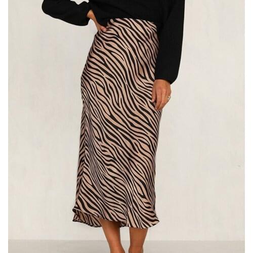 Foridol High Waist Satin Long Skirt Women 2021 Zebra Print A-line Skirt Ladies Maxi Street Skirt Bottoms