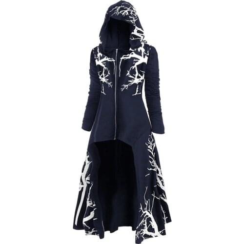 Halloween Vintageirregular Coat Women Plus Size Women Clothing Tree Print High Low Halloween Coat Blouse Women Tops Tunic #T2G